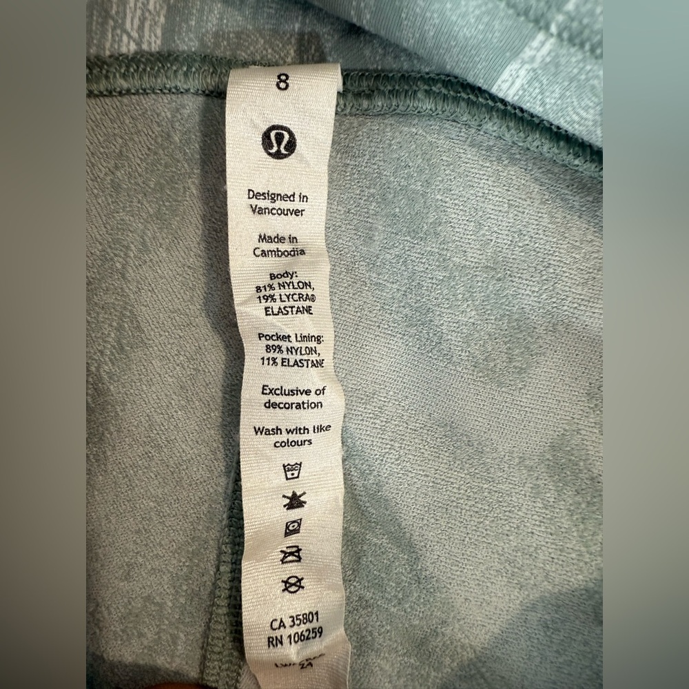 Lululemon Swift Speed High Rise Crop leggings 8 silver green blue jacquard - Picture 2 of 5